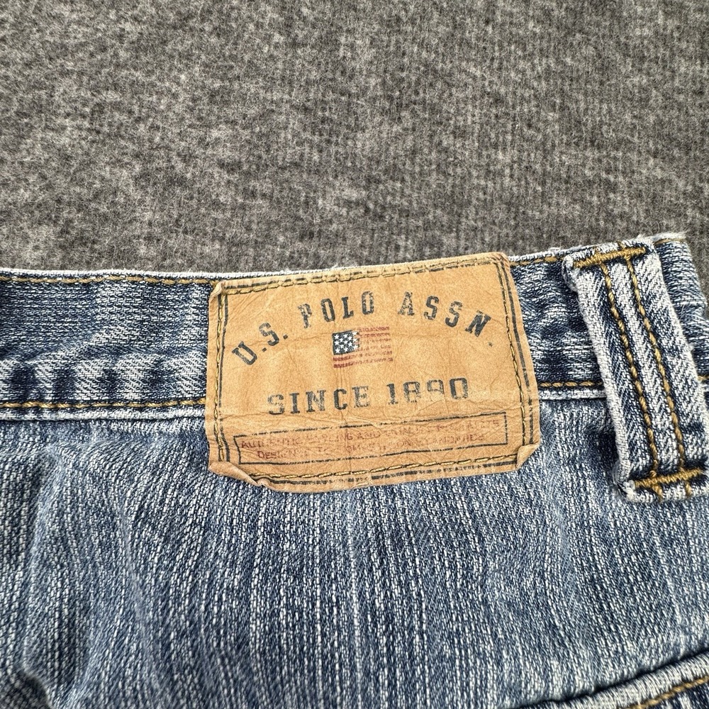 VTG US Polo ASSN Jean Shorts Baggy Y2K Men's Sz 36 Skater Carpenter Thrashed - Picture 4 of 16